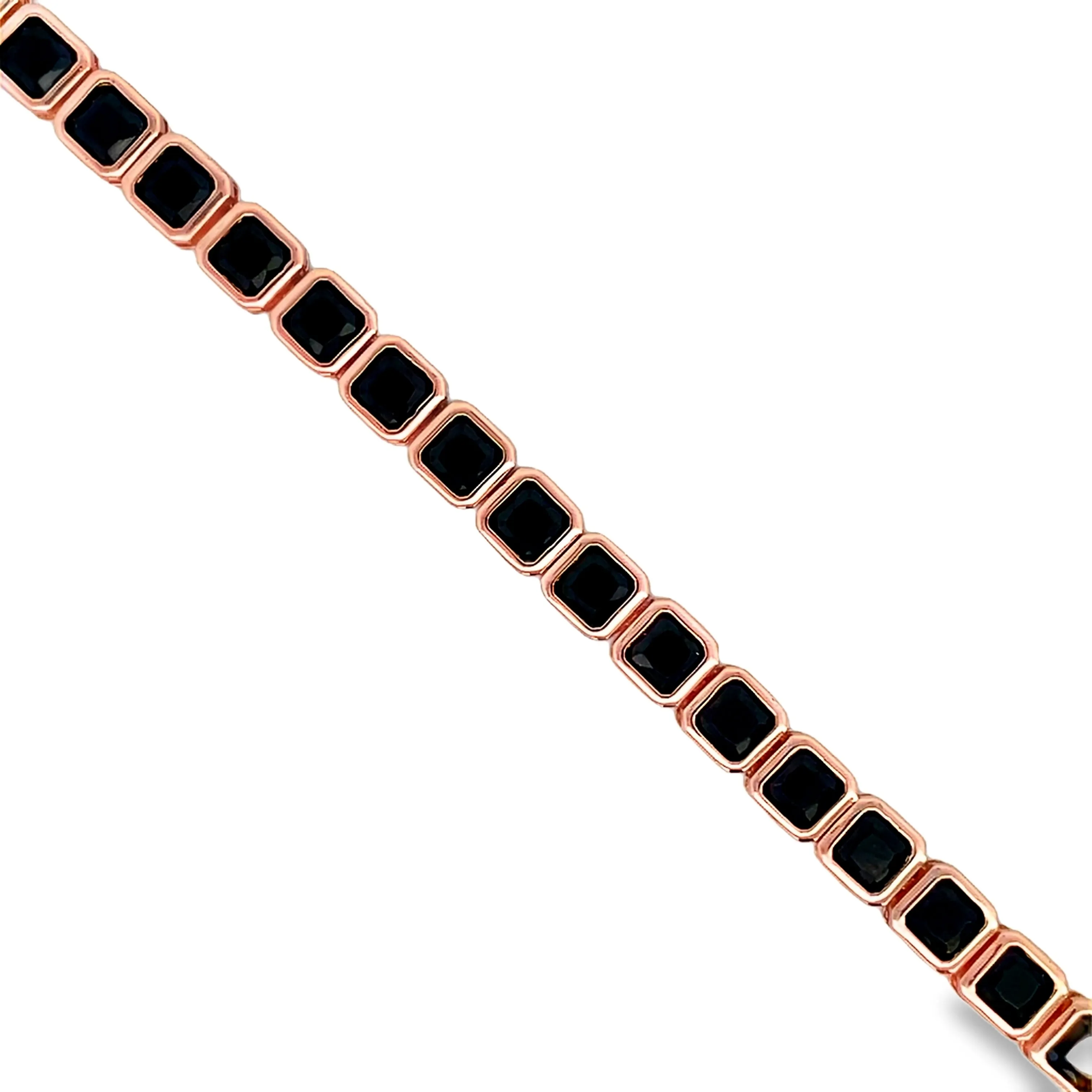 Rose Gold Onyx Square Cut Tennis Bracelet