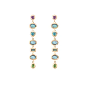 streamer earrings, moonstone   cool mix