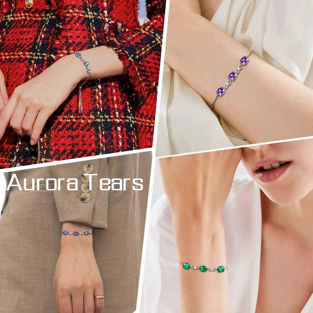 Tokyo Mart Round Birthstone May Emerald Bracelet Women Girls Jewelry Birthday Gift Sterling Silver