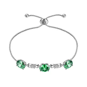 Tokyo Mart Round Birthstone May Emerald Bracelet Women Girls Jewelry Birthday Gift Sterling Silver