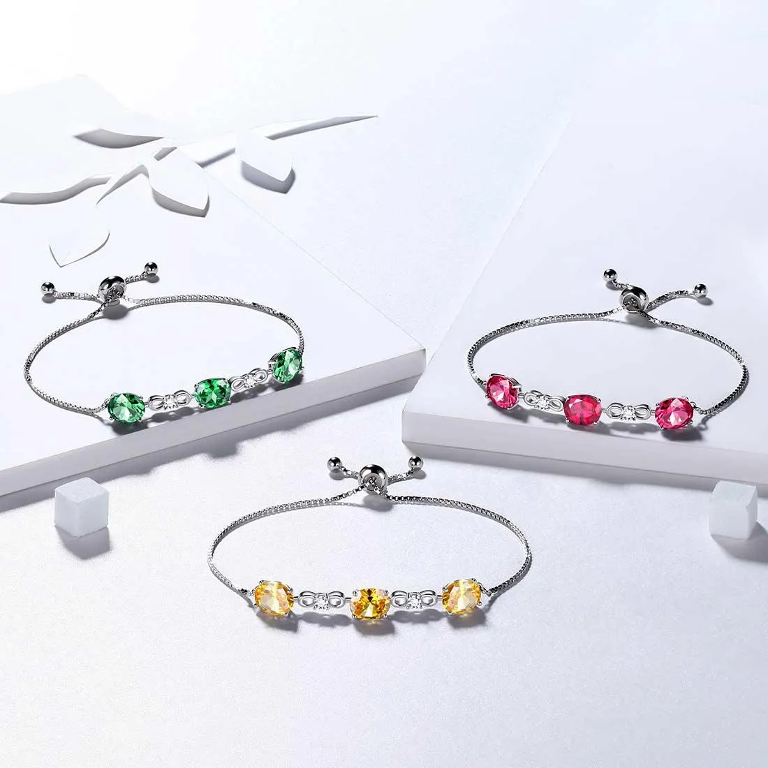 Tokyo Mart Round Birthstone May Emerald Bracelet Women Girls Jewelry Birthday Gift Sterling Silver